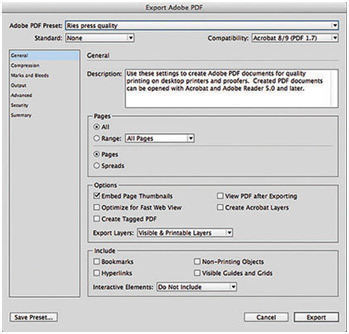 export adobe pdf settings