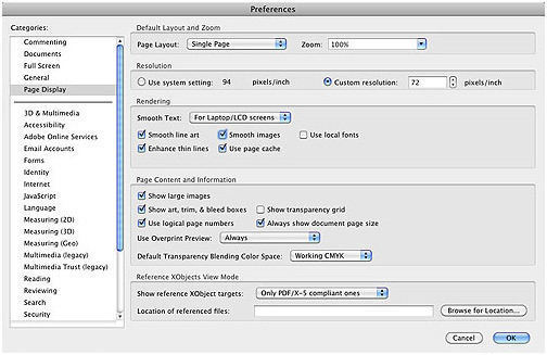 Acrobat X preference settings